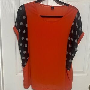 Orange and Black Polka Dot Women's Top